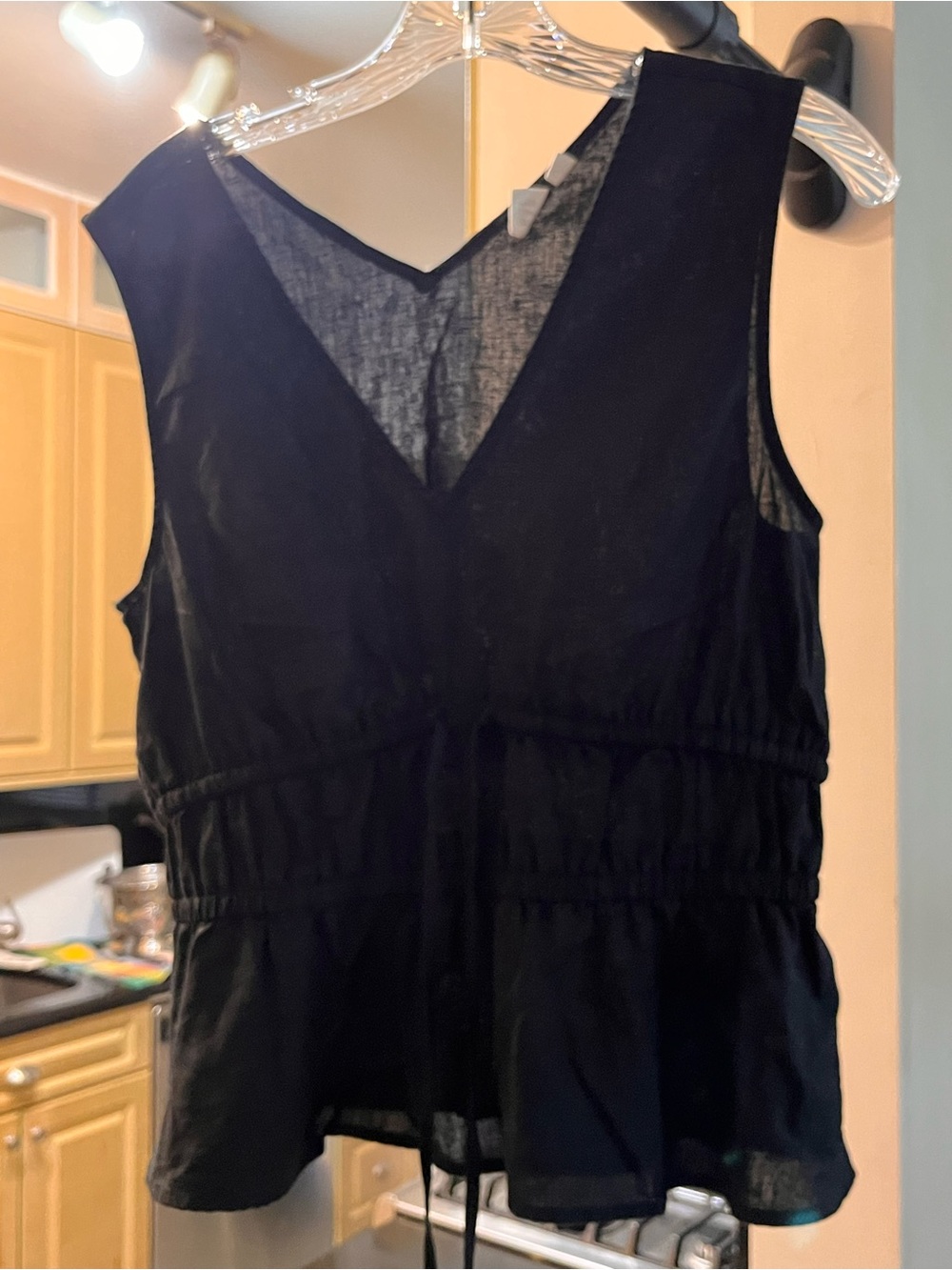GAP Black Sheer-Overlay V-Neck Tank